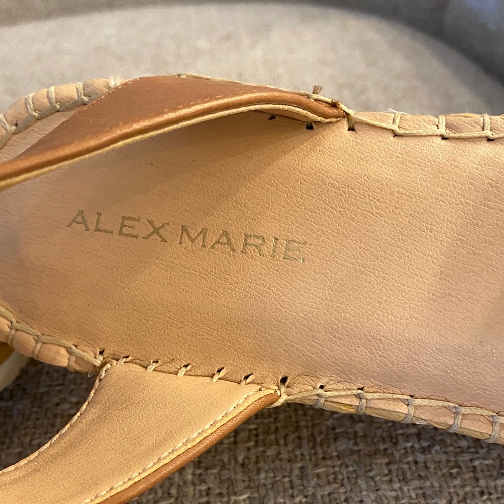 Alex Marie Rhinestone Espadrille Wedge Sandals Tan Ankle Strap Size 6.5M - Picture 5 of 15